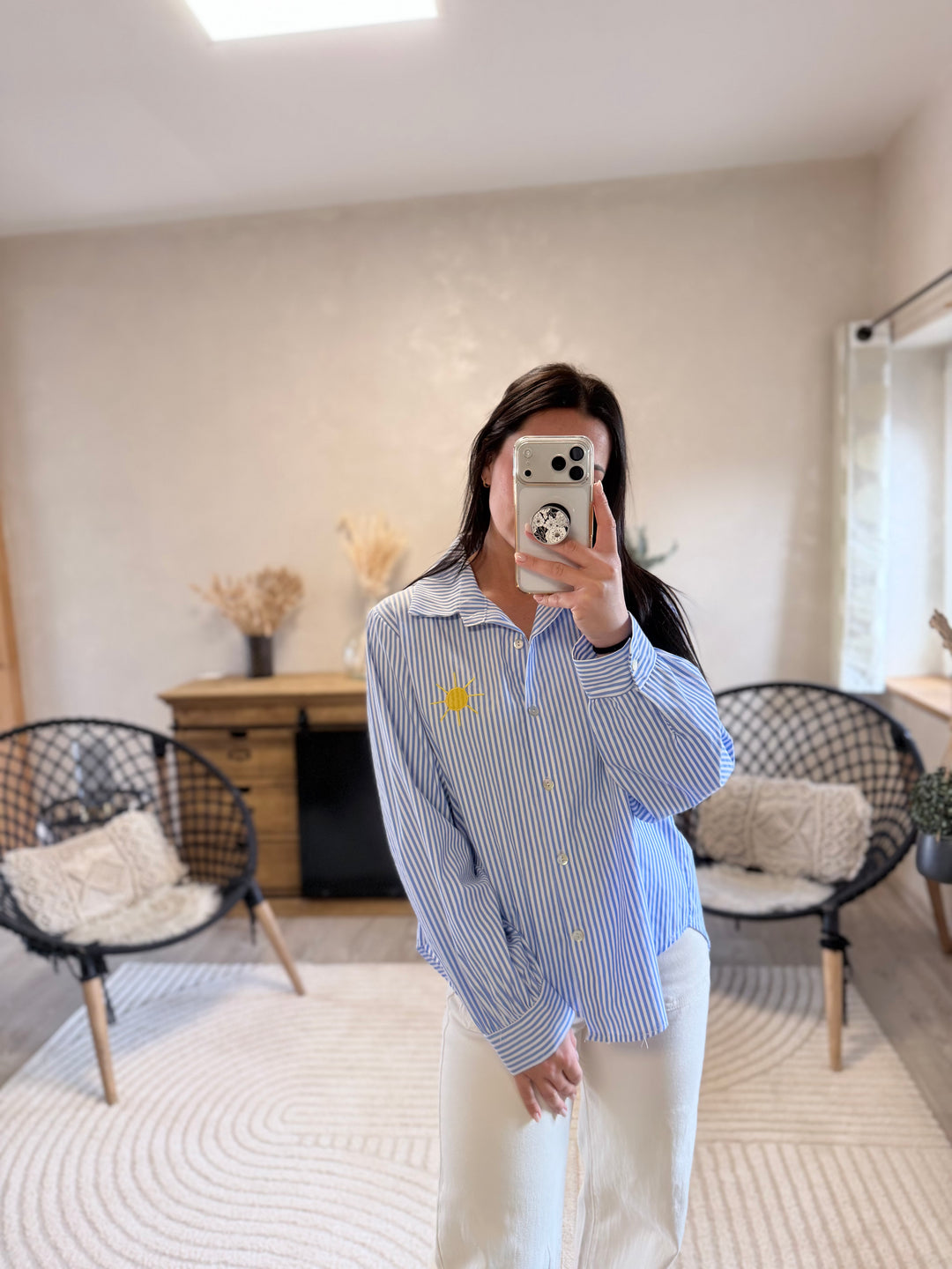 Chemise rayée bleu et blanc femme coton Saint Tropez