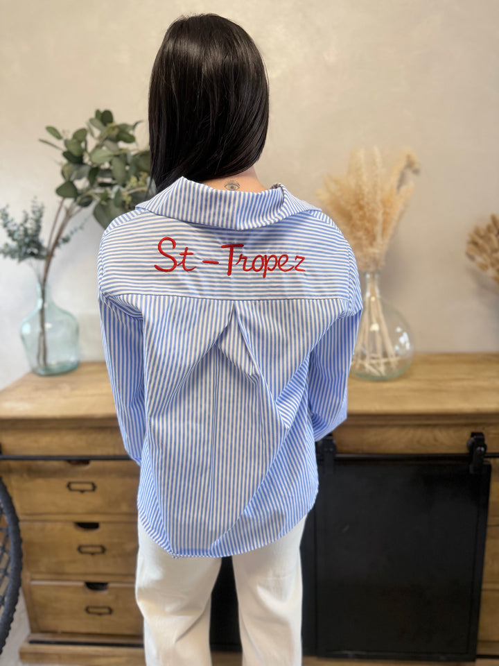 Chemise rayée saint tropez bleu