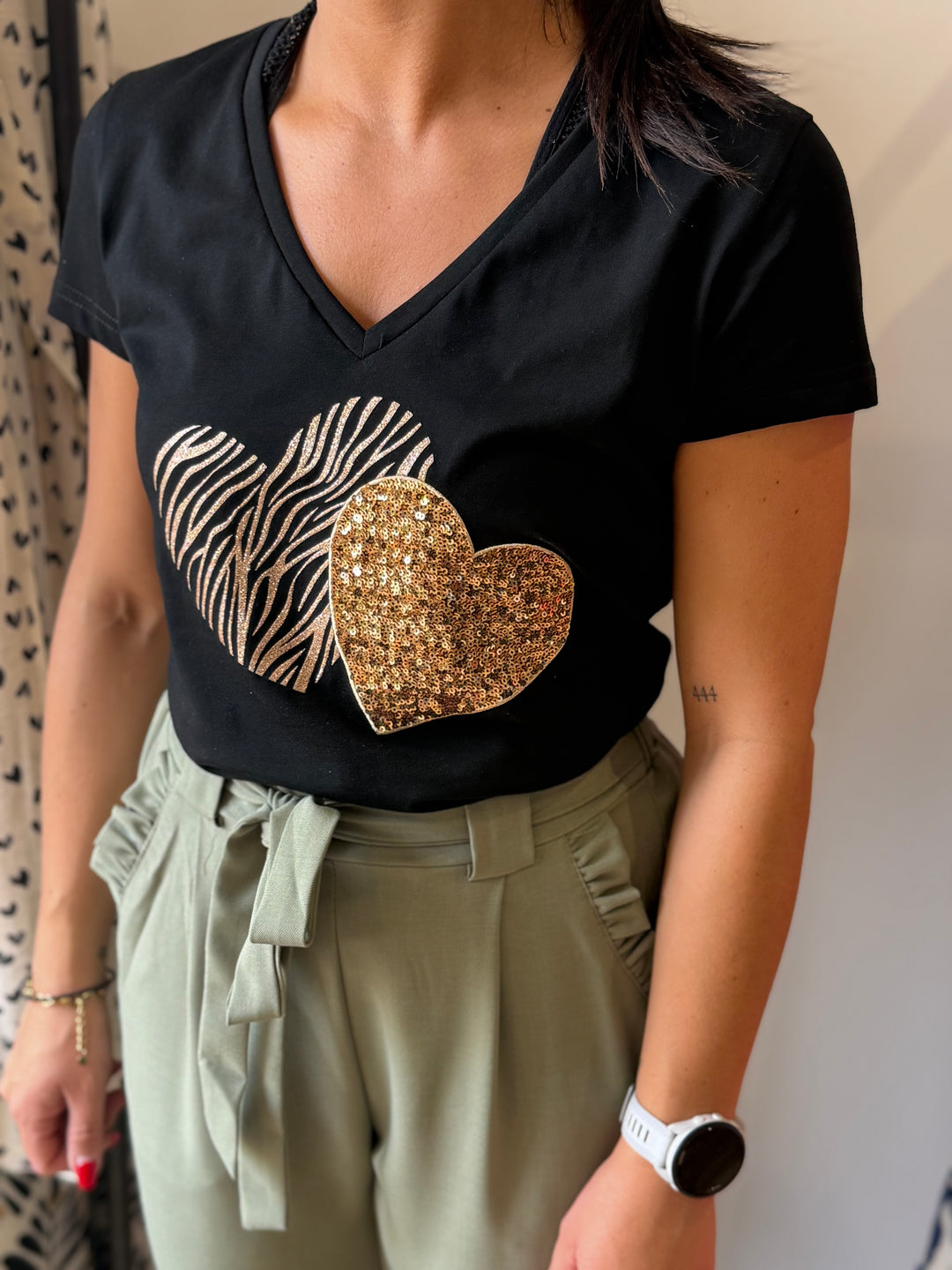Teeshirt heart noir