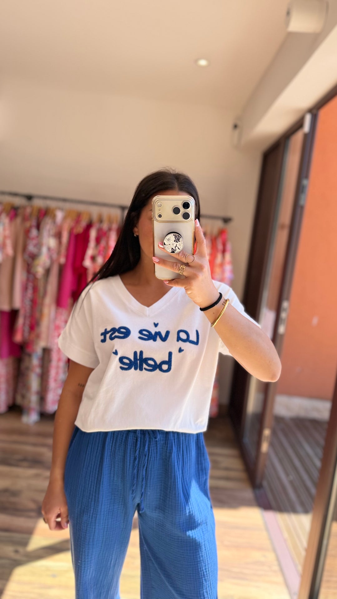 Teeshirt la vie est belle bleu CURVY