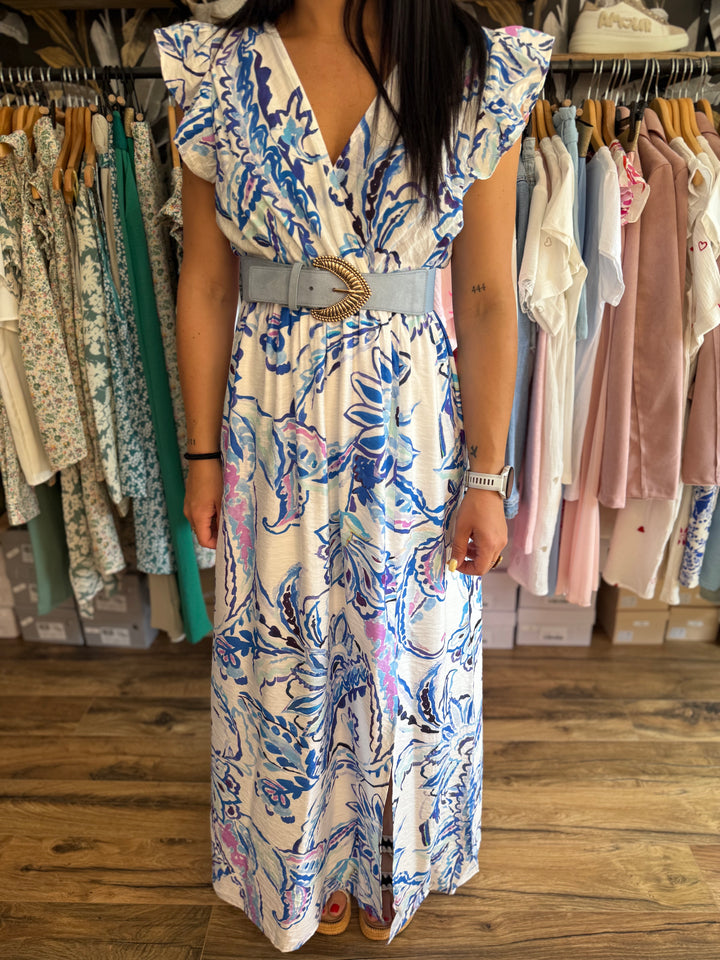 Robe longe Almeria bleu