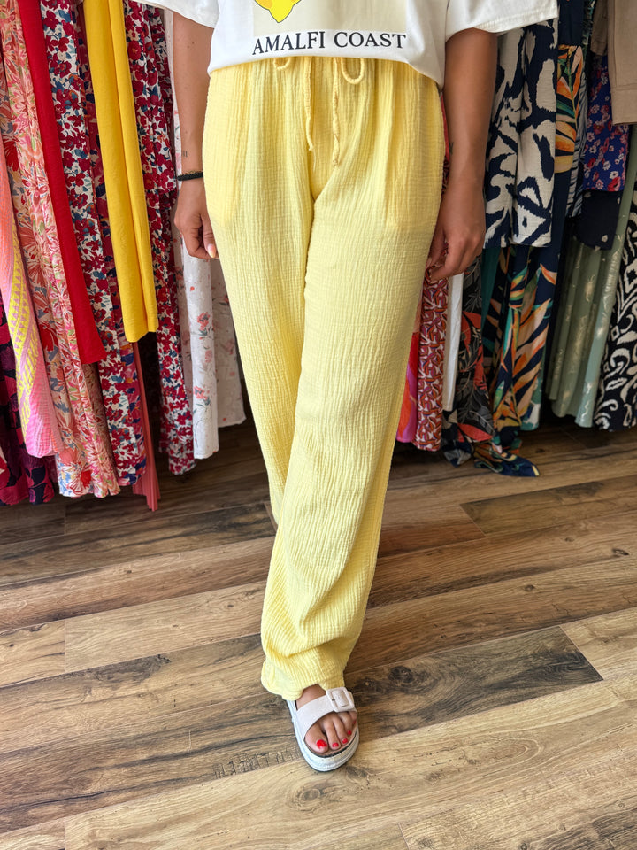 Pantalon gaze de coton jaune CURVY
