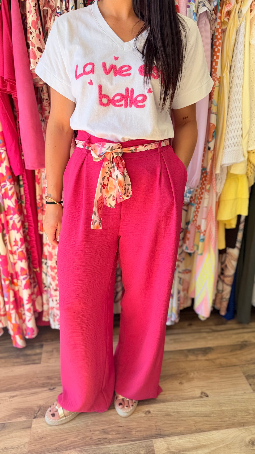 Pantalon Candice fushia CURVY