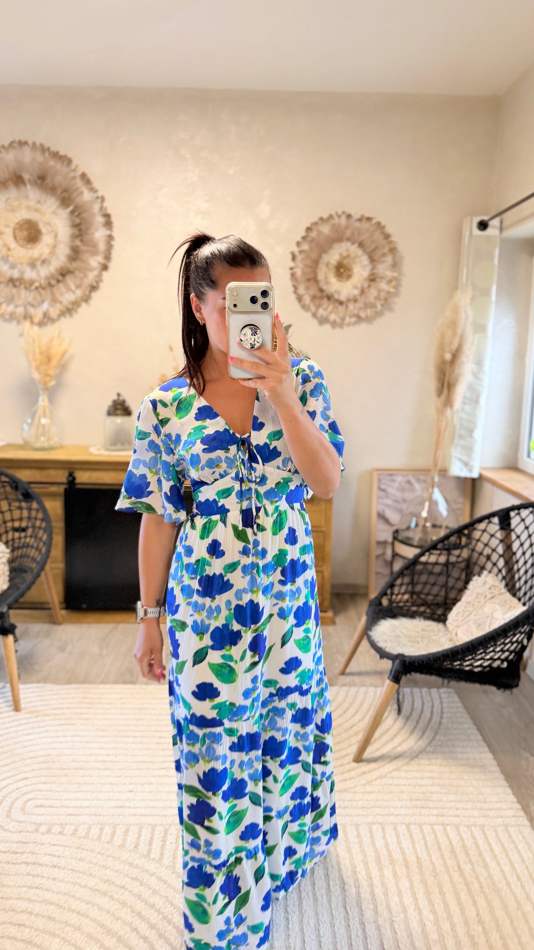 Robe longue Cassandre bleu CURVY