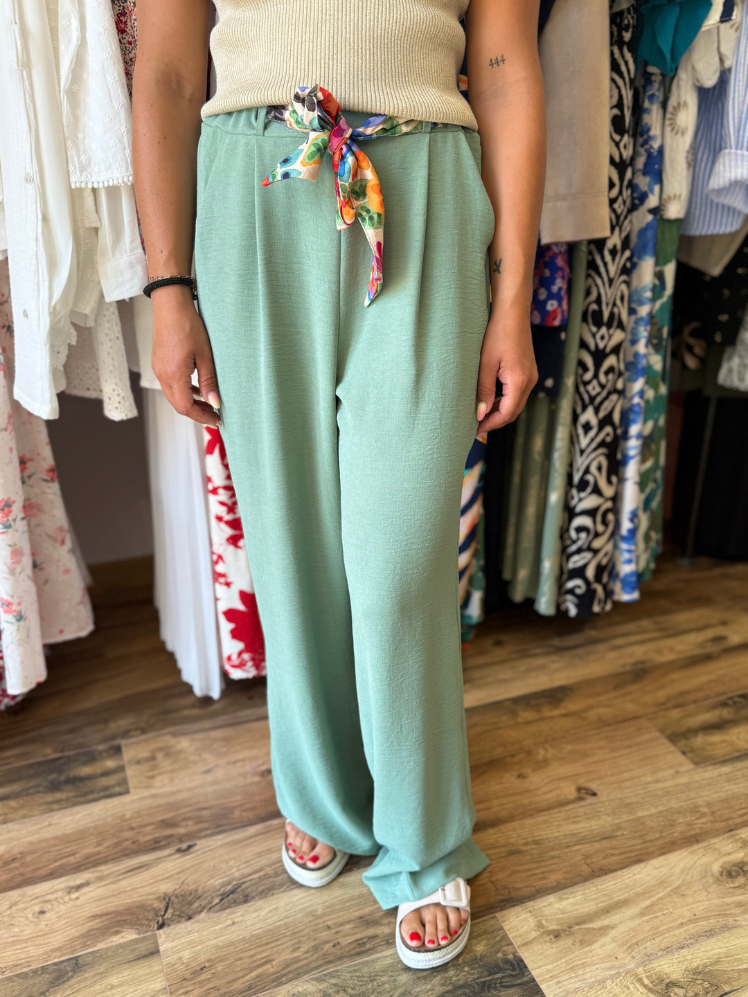 Pantalon Eliam vert d’eau