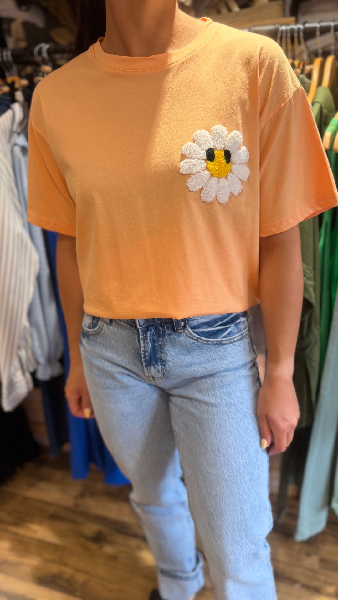 Teeshirt fleur orange