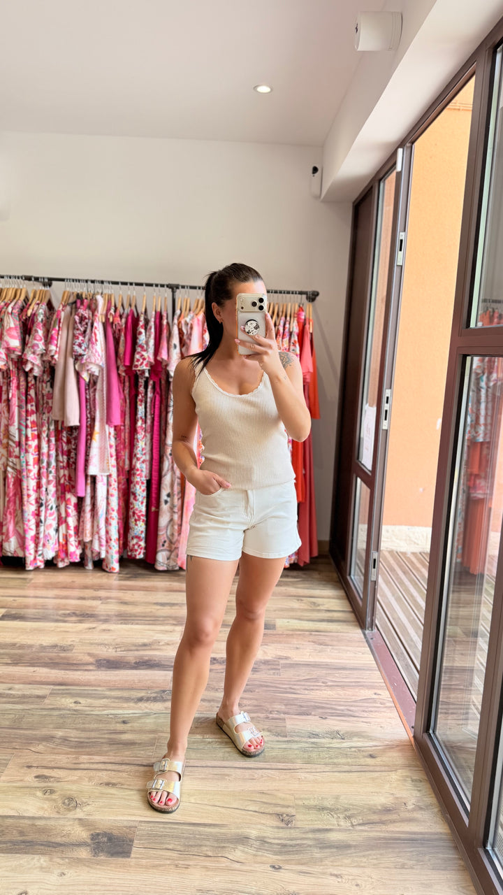 Short en jean star beige