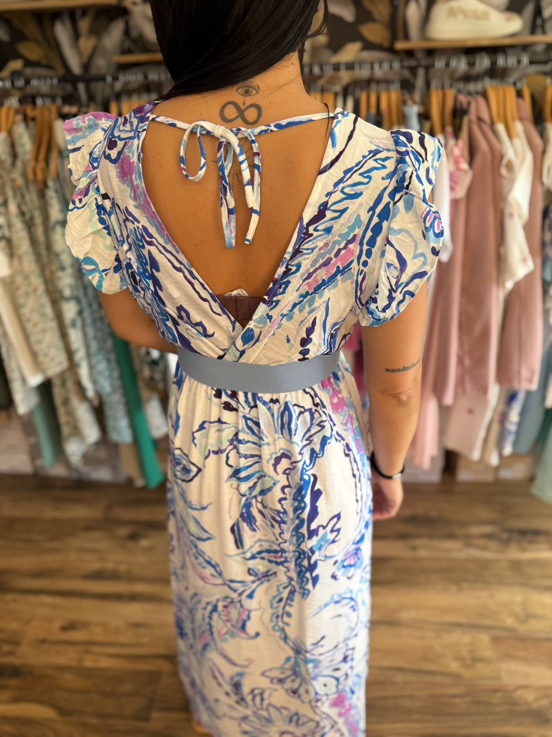 Robe longe Almeria bleu