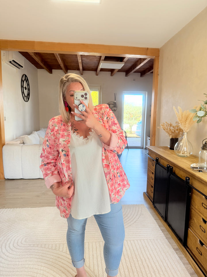 Blazer fleuri rose TU 48/52