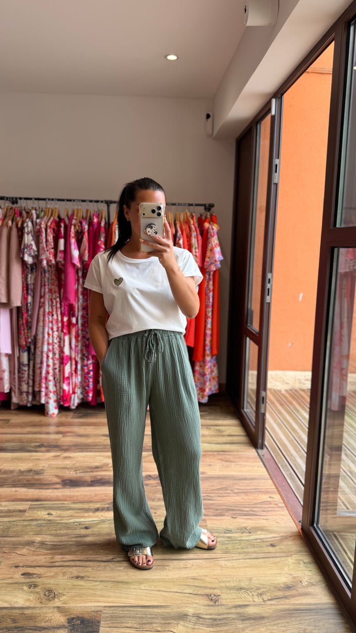 Teeshirt cœur kaki