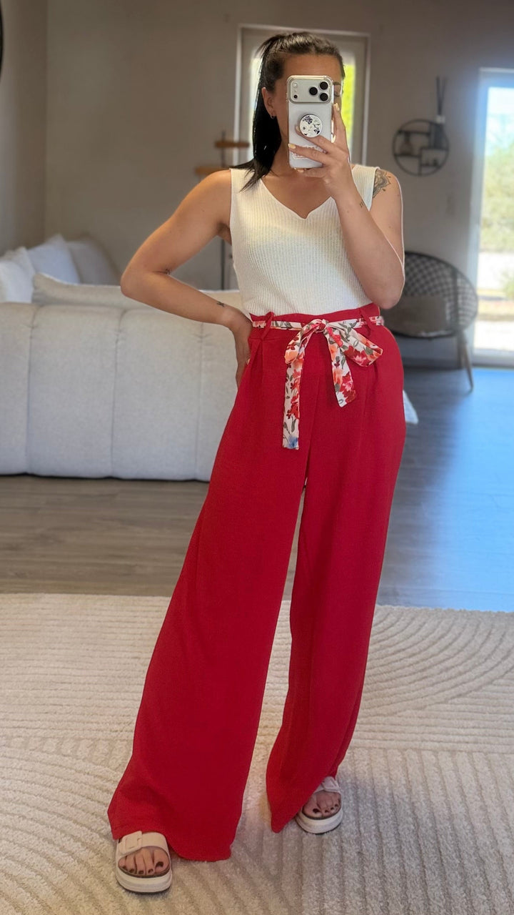 Pantalon Candice rouge CURVY