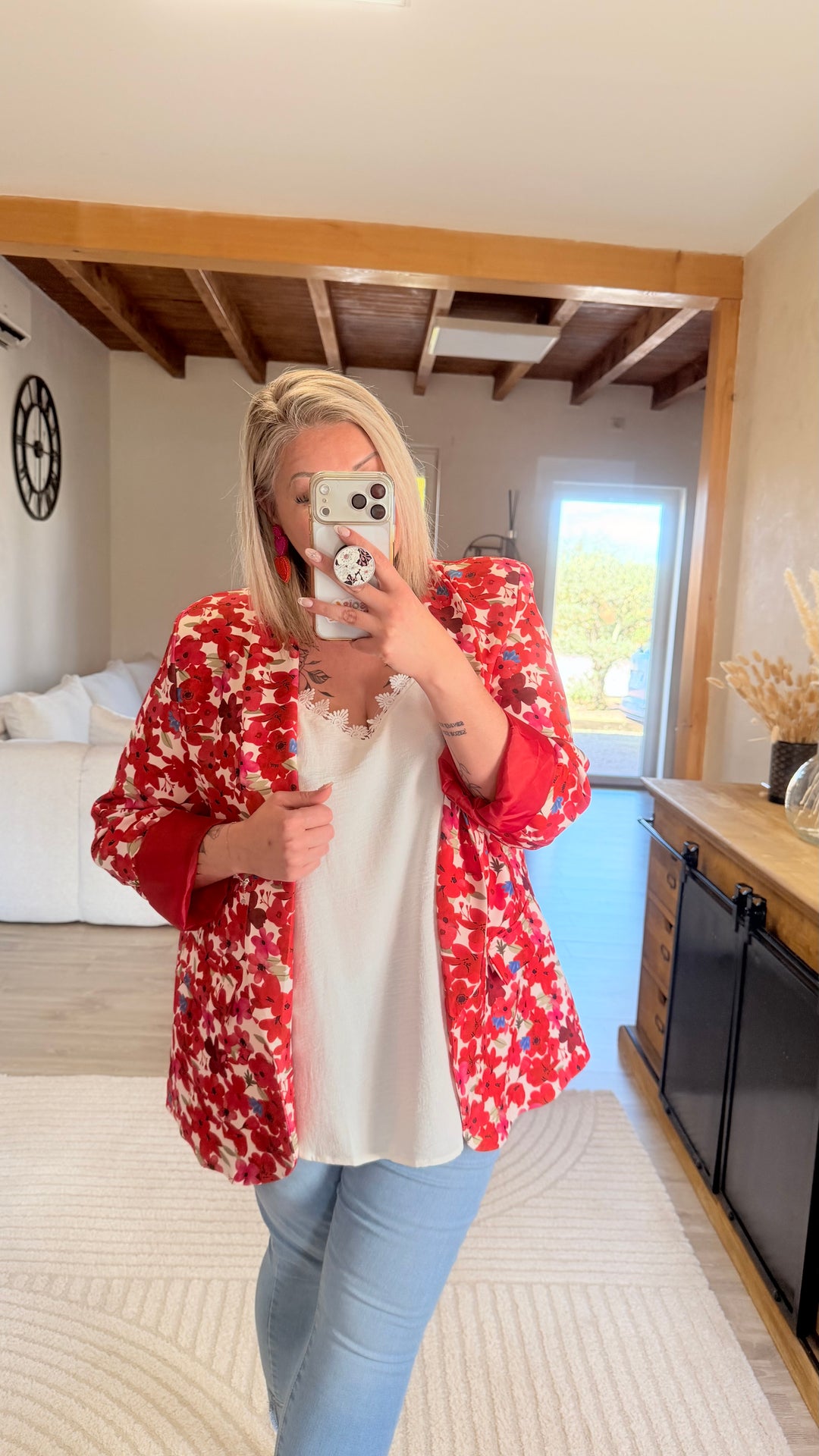 Blazer fleuri rouge TU 48/52
