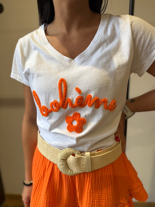 Teeshirt bohème orange