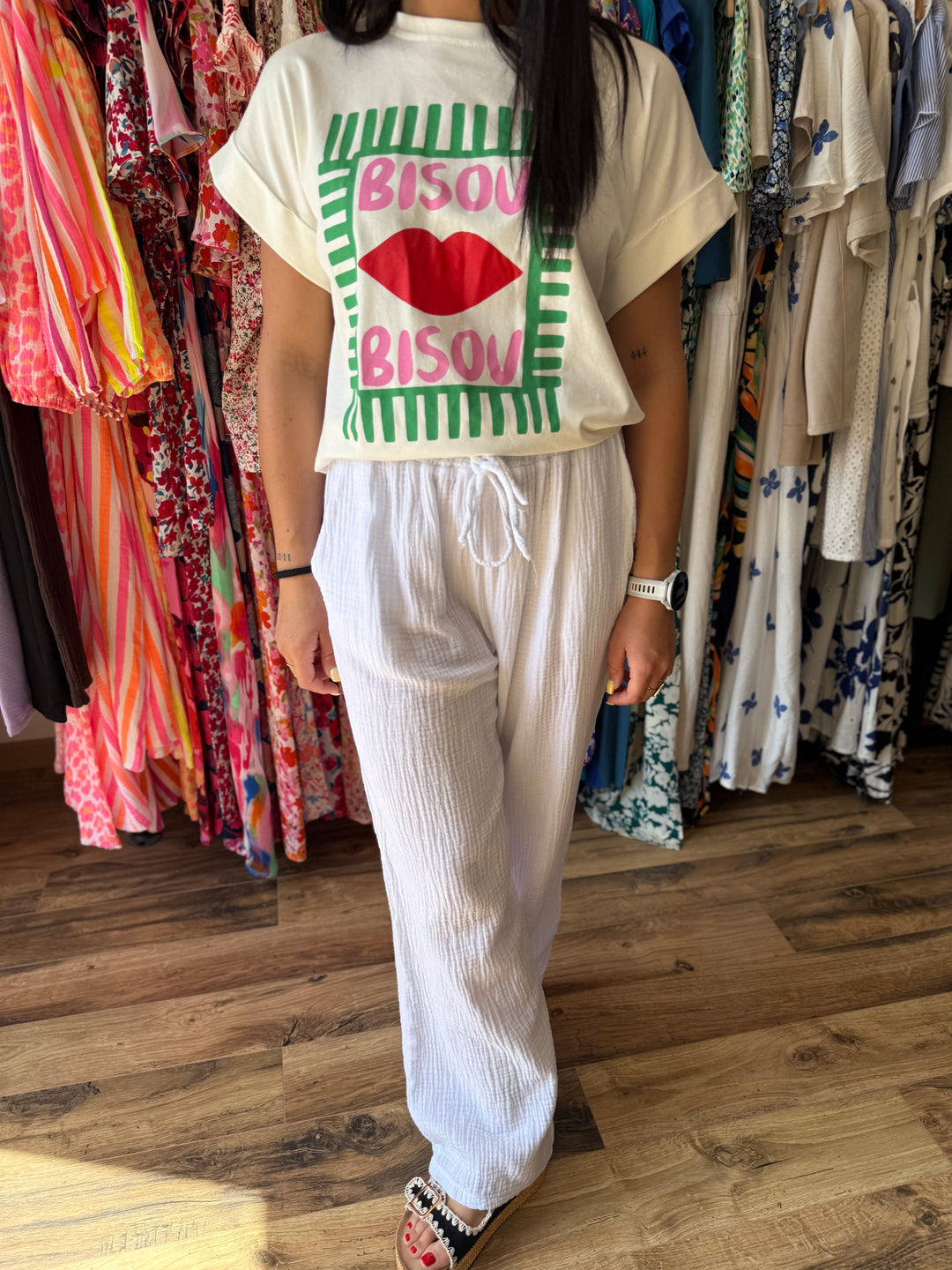 Pantalon gaze de coton blanc CURVY