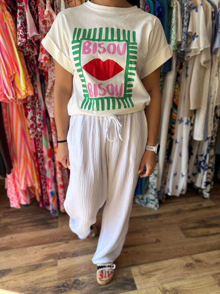 Pantalon gaze de coton blanc CURVY