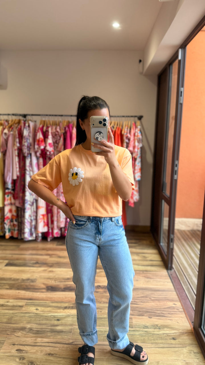 Teeshirt fleur orange