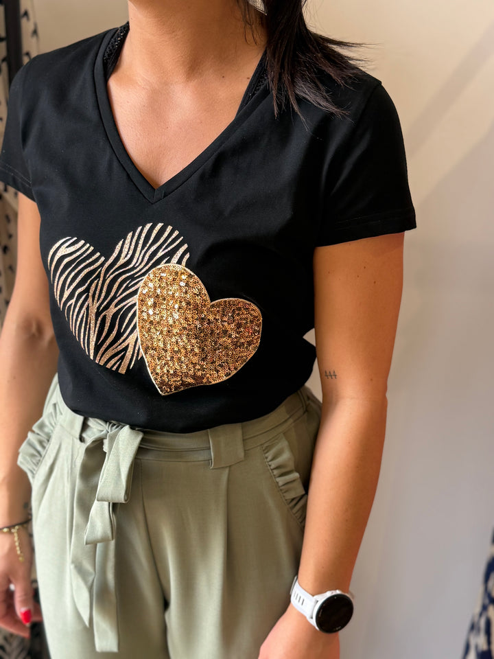 Teeshirt heart noir
