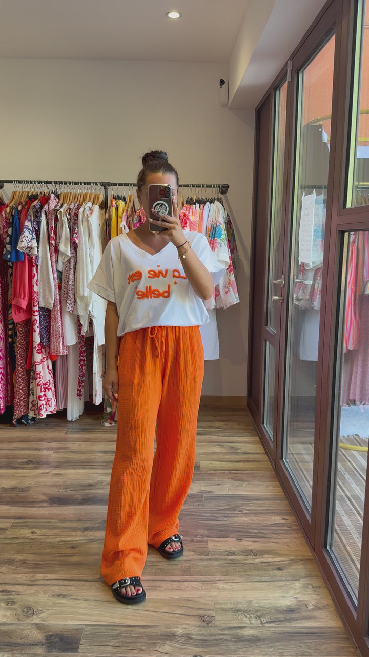 Pantalon gaze de coton orange CURVY