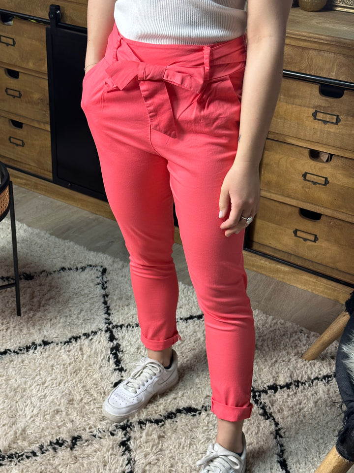 Pantalon hug corail